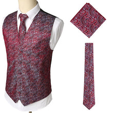 Load image into Gallery viewer, Mens Suit Vest+Tie+Pocket Square Gilet Homme Paisley Floral Sleeveless Wedding Dress Vests For Men Party Club Tuxedo Waistcoat