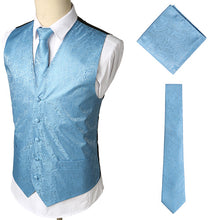 Load image into Gallery viewer, Mens Suit Vest+Tie+Pocket Square Gilet Homme Paisley Floral Sleeveless Wedding Dress Vests For Men Party Club Tuxedo Waistcoat