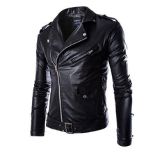 Load image into Gallery viewer, 2018 Brand Autumn Spring Casual Zipper  Leather Jacket Motorcycle Leather Jacket Slim  Mens Jackets And Coats Black White